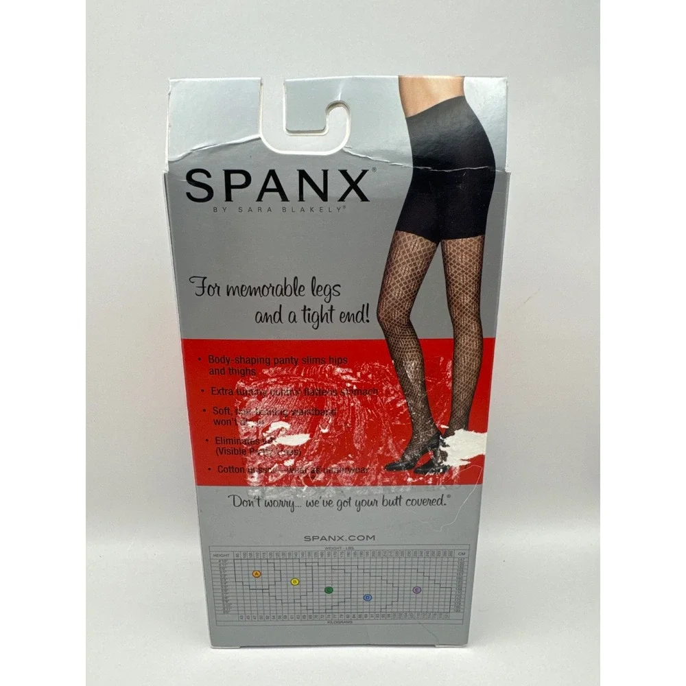 SPANX Uptown Tight-End Tights Diamond A Dozen Patterned Bodyshaping Black‎